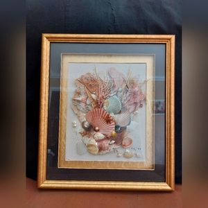 3 "D" Art - "Gold 'N Rose"  Beautiful Wall Picture Beach Gold Frame